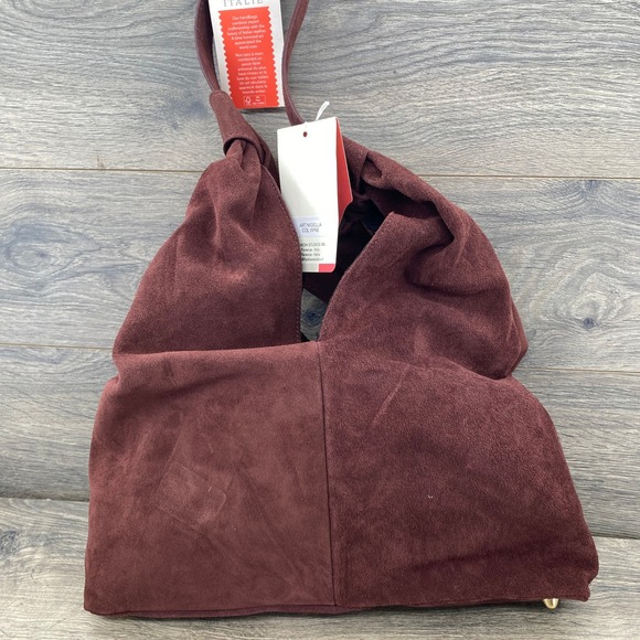 Divina Firenze Handbags - Divina Firenze Nigella Suede Hobo Bag Womens Large Wine Made Italy Knot Handle